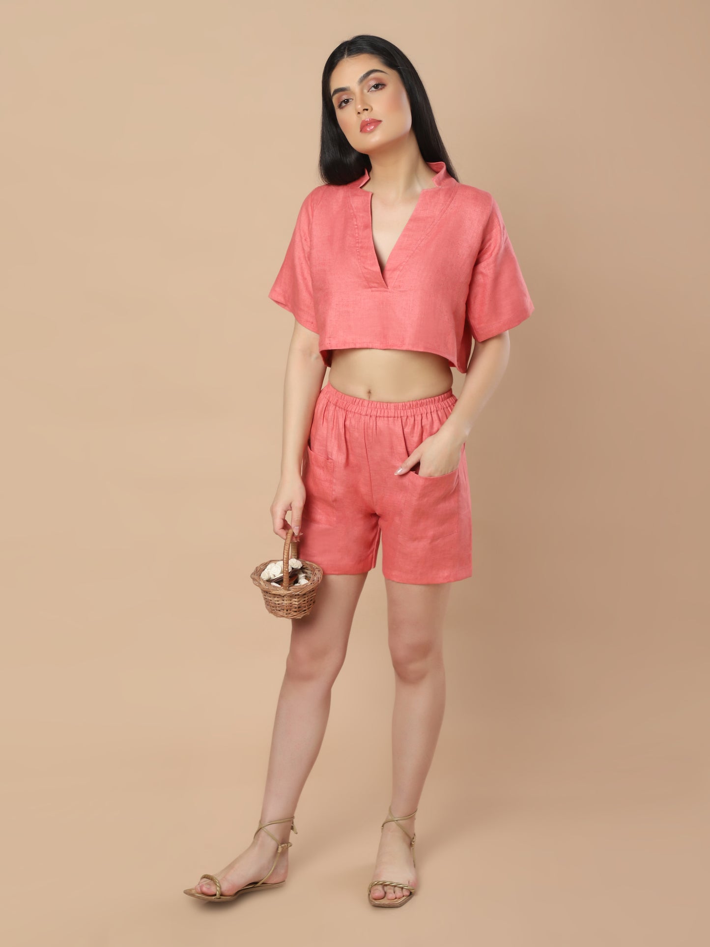 Hanf-Bliss-Set: Crop Top und Shorts