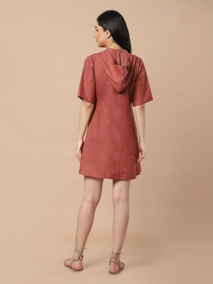 Urban Elegance: Hooded Hemp Shirt Dress