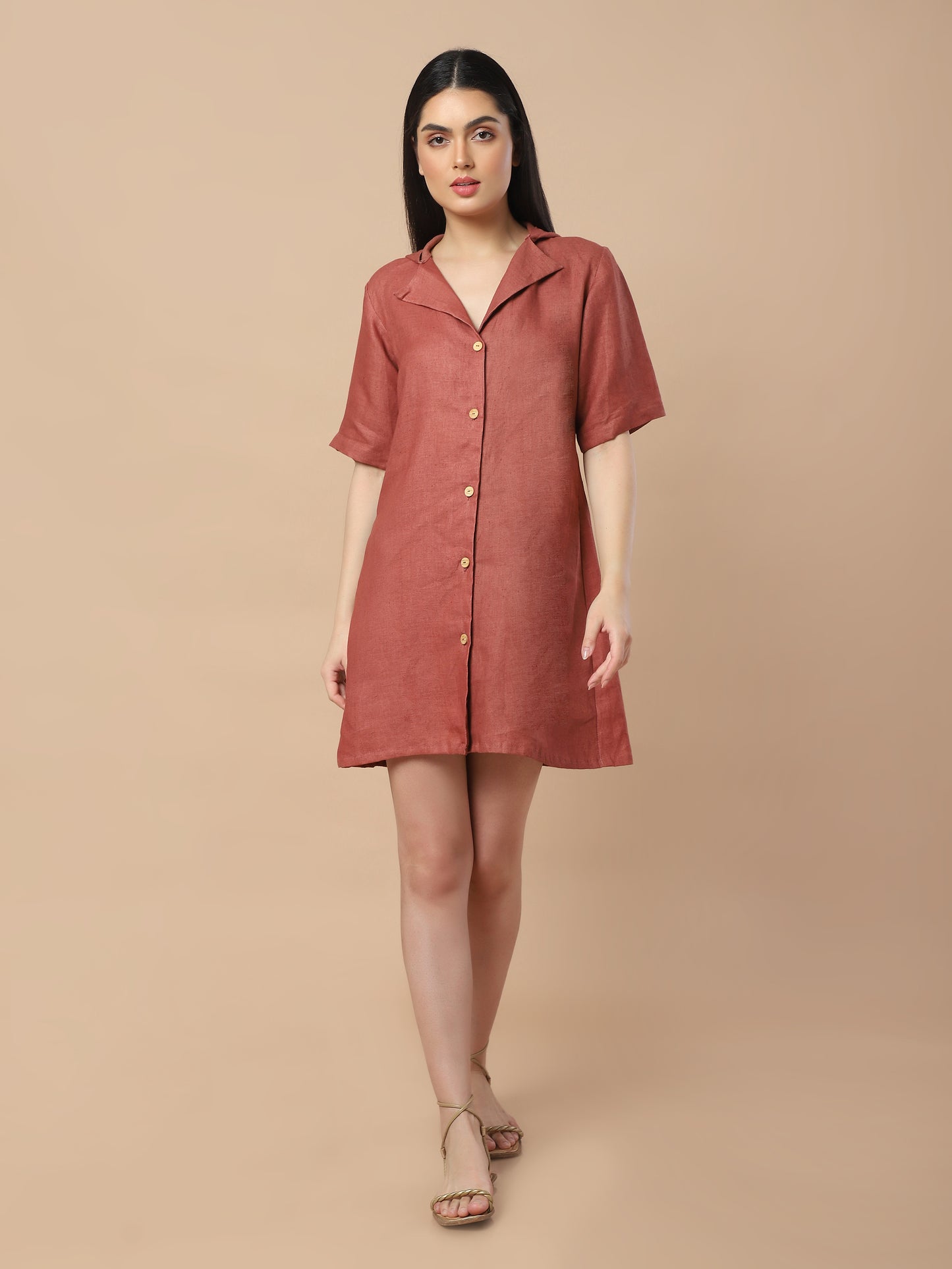 Urban Elegance: Hooded Hemp Shirt Dress