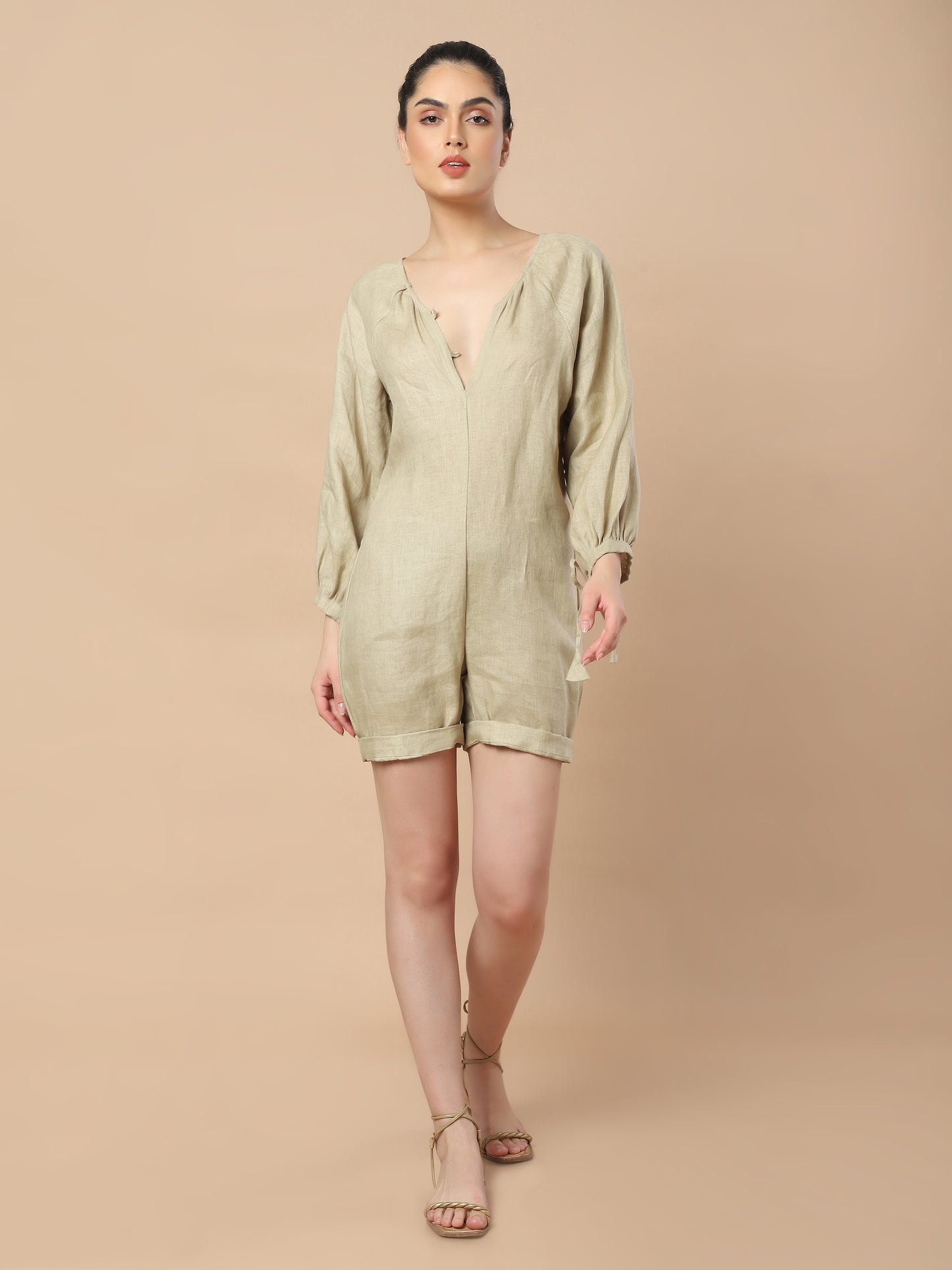 Chic Convenience: Short Hemp Jumpsuit