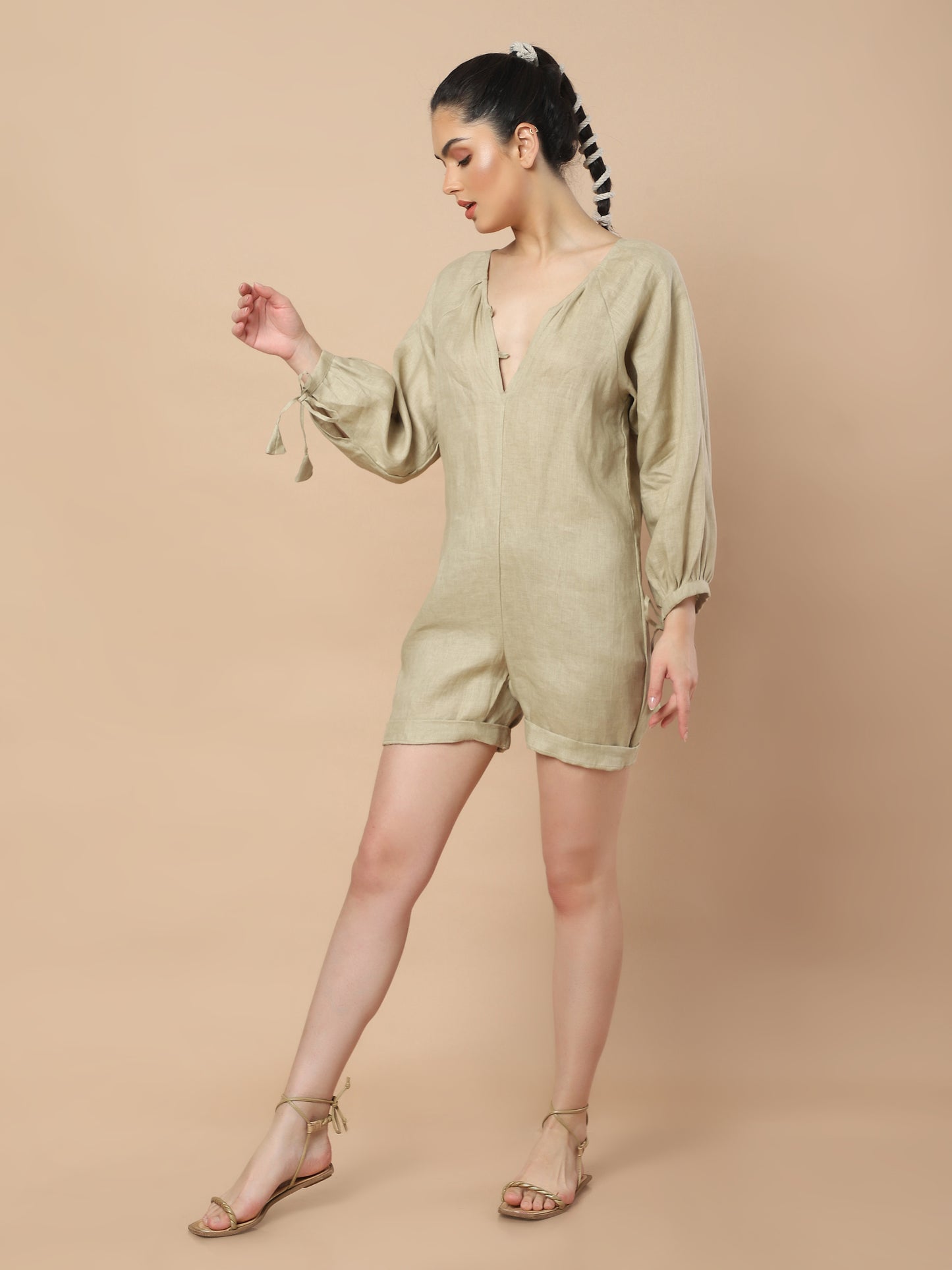 Chic Convenience: Short Hemp Jumpsuit